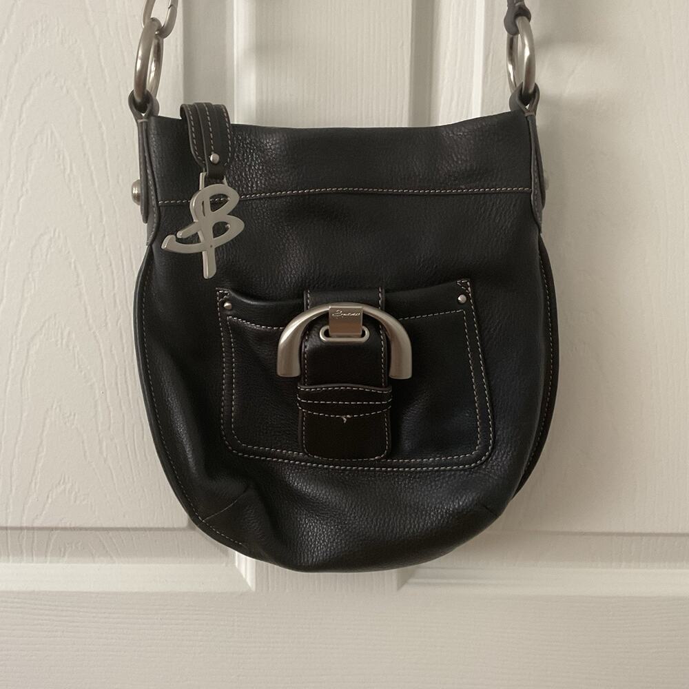 B. MAKOWSKY Leather Bag Crossbody Black Shoulder Handbag 2000s Buckle